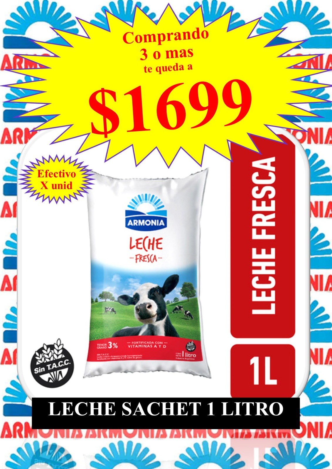 LECHE SACHET  ARMONIA 1 LITRO